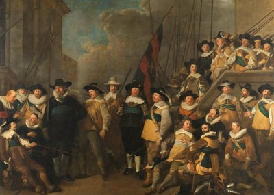 Oficerowie i inni Gwardziści Obywatelscy V Okręgu w Amsterdamie pod dowództwem kapitana Cornelisa de Graeffa i porucznika Hendricka Lauwrensza autorstwa Jacob Adriaensz. Backer