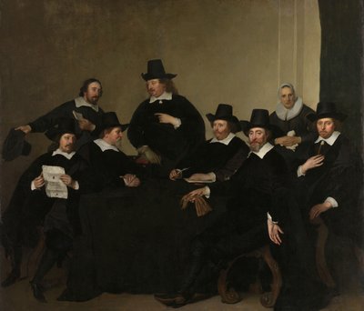 Regenci Instytutu Nieuwe Zijds na rzecz pomocy ubogim w plenerze, Amsterdam, ok. 1650 (olej na płótnie) autorstwa Jacob Adriensz Backer