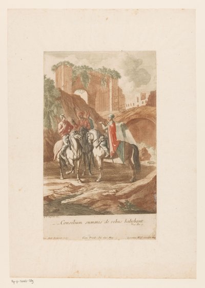 Nocne konsultacje kapitanów Consilium summis de rebus habbant (tytuł przedmiotu) autorstwa Jacob Andreas Fridrich (I)