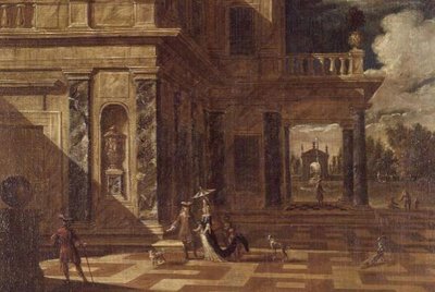 Architektoniczne kaprysy z eleganckimi figurami autorstwa Jacob Balthasar Peeters