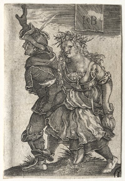 Tańcząca para chłopów. autorstwa Jacob Binck