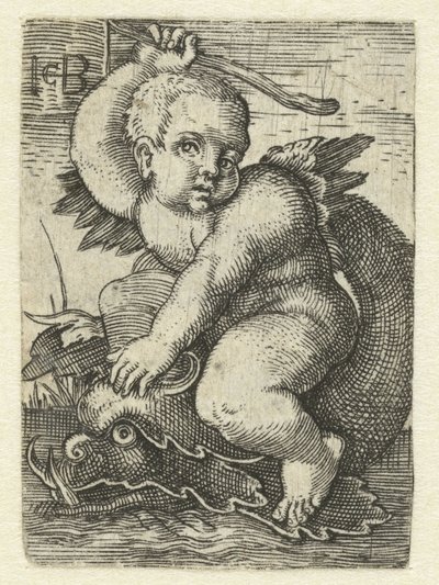 Putto na delfinie autorstwa Jacob Binck