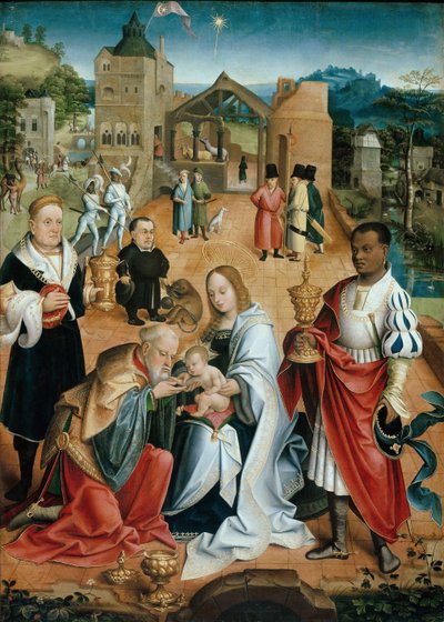 Adoracja Centralnego Panelu Tryptyku Trzech Króli, XVI w. autorstwa Jacob Claesz. van Utrecht