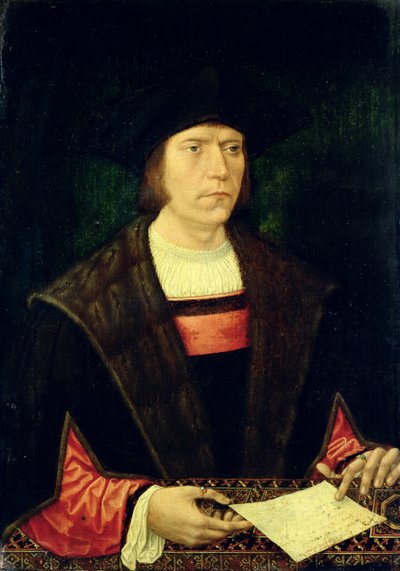 Portret mężczyzny z listem, 1515-20 autorstwa Jacob Cornelisz van Oostsanen