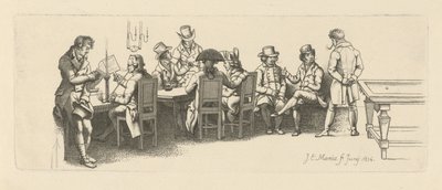 Mężczyźni w kawiarni z salą bilardową, 1814 autorstwa Jacob Ernst Marcus