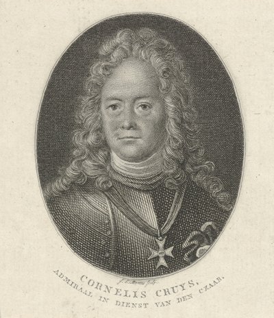 Portret Corneliusa Cruysa 1655-1727, wiceadmirała Cesarskiej Marynarki Wojennej Rosji, 1818 autorstwa Jacob Ernst Marcus