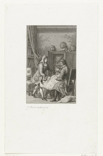 Car Piotr Wielki i burmistrz Nicolaes Witsen studiujący mapę, 1814 autorstwa Jacob Ernst Marcus