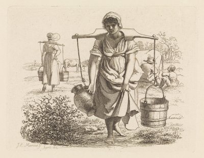 Dwie dojarki Etiudy gravées (tytuł serii) autorstwa Jacob Ernst Marcus