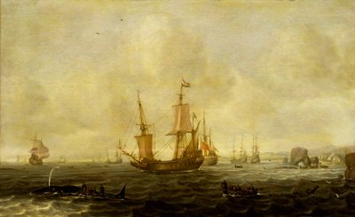 Holenderska flota wielorybnicza, połowa XVII wieku (olej na panelu) autorstwa Jacob Feyt de Vries