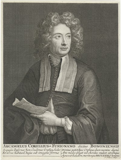 Portret kompozytora i skrzypka Arcangelo Corelli autorstwa Jacob Folkema