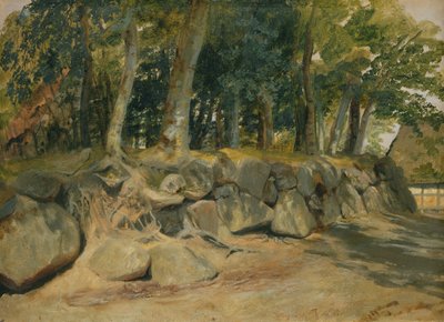 Kamienny mur w Sottorf, 1839 (olej na papierze na kartonie) autorstwa Jacob Gensler