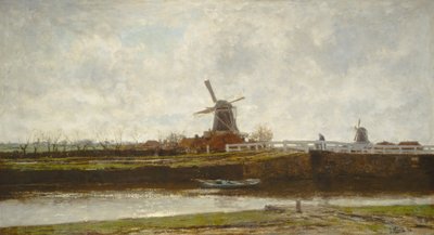 Widok młyna i mostu na Noordwest Buitensingel w Hadze, 1873. autorstwa Jacob Henricus Maris