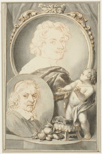 Portrety Antona van Dycka i Jacoba de Bray autorstwa Jacob Houbraken