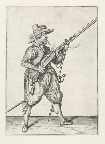 Muszkieter umieszcza swój futrzak pod spodem, ok. 1600 autorstwa Jacob II de Gheyn