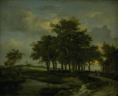 Dęby przy drodze, wieczór autorstwa Jacob van Ruisdael