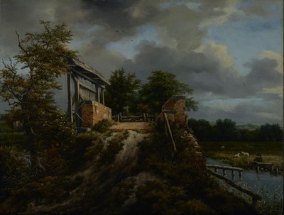 Most ze śluzą, 1648-9 autorstwa Jacob van Ruisdael