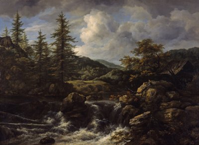 zalesiony krajobraz z wodospadem, ok. 1665-1670 autorstwa Jacob van Ruisdael