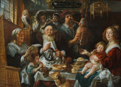Jak stary śpiew, tak młoda fajka autorstwa Jacob Jordaens