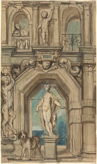 Projekt do dekoracji ściany [recto] autorstwa Jacob Jordaens