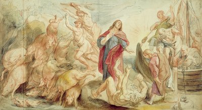 Jezus wypędzający diabła z opętanych (kreda i toaleta na papierze) autorstwa Jacob Jordaens