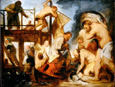 Szkic do św. Piotra Znajdujący hołd Pieniądze w pysku ryby (olej na panelu) autorstwa Jacob Jordaens
