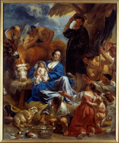 Adoracja pasterzy Obraz Jacoba Jordaensa (1593-1678) (ec.flam.) 1616-1620 Ndz. 1,95x1,22 m Lyon, Muzeum Sztuk Pięknych autorstwa Jacob Jordaens