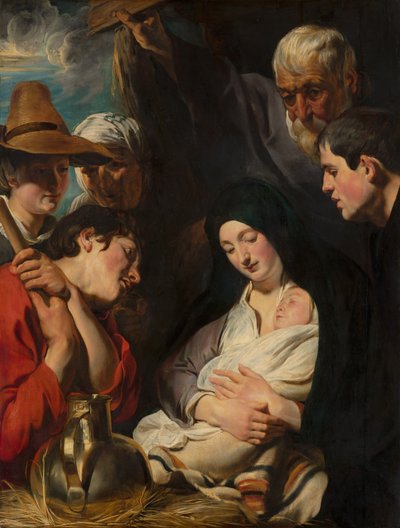 Adoracja pasterzy, ok. 1617 autorstwa Jacob Jordaens