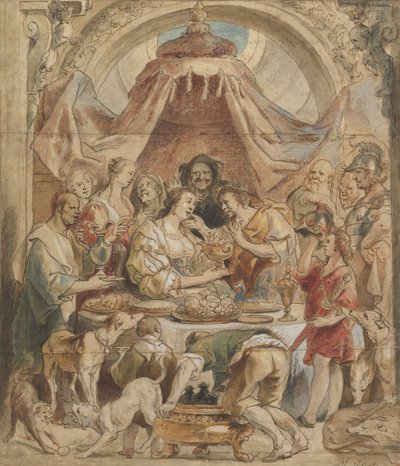 Bankiet Antoniego i Kleopatry, XVII wiek. autorstwa Jacob Jordaens