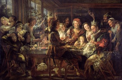 Uczta Fasoli (Napoje Króla) 1637-38 autorstwa Jacob Jordaens