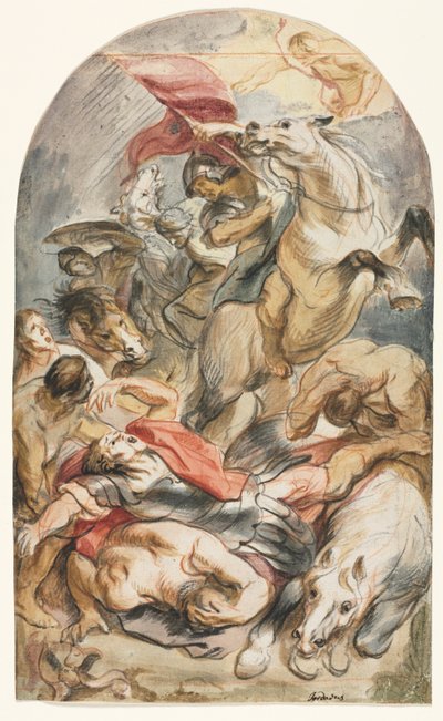 Nawrócenie Saula z jeźdźcem i chorągwią, c. 1645-1647. autorstwa Jacob Jordaens