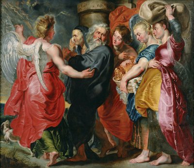 Ucieczka Lota i jego rodziny z Sodomy po Rubensie, ok. 1930 r. 1618 autorstwa Jacob Jordaens