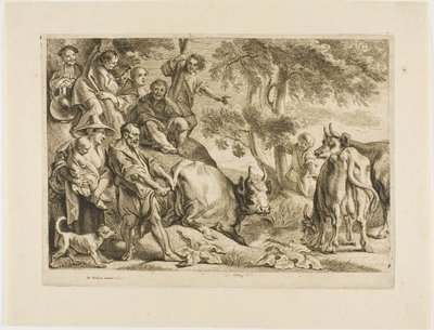 Mistrz wyciąga krowę z rowu za ogon autorstwa Jacob Jordaens