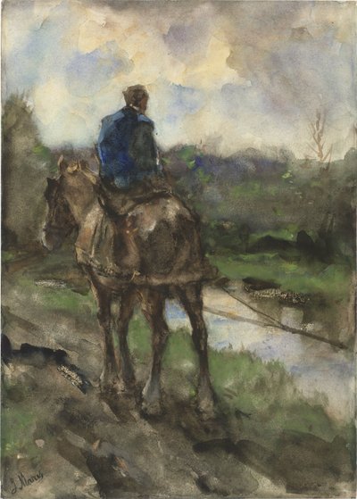 Myśliwy na koniu na ścieżce holowniczej autorstwa Jacob Maris