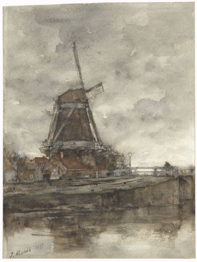 Wiatrak i most w Noord-West-Buitensingel w Hadze autorstwa Jacob Maris