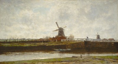 Widok na młyn i most na Noordwest Buitensingel w Hadze autorstwa Jacob Maris