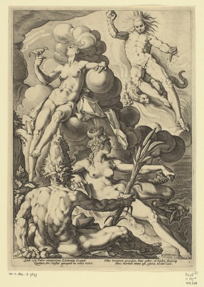 Cztery żywioły Przedstawienia mitologiczne i alegoryczne (tytuł serii) autorstwa Jacob Matham (attributed to)