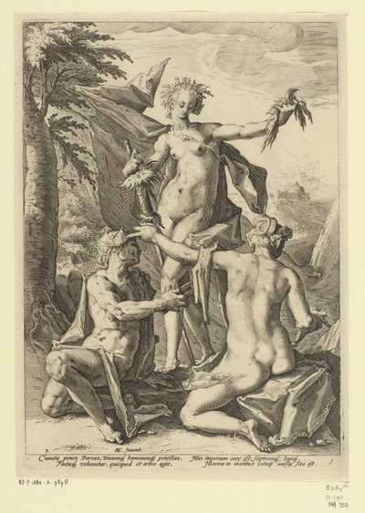 Trzy losy Przedstawienia mitologiczne i alegoryczne (tytuł serii) autorstwa Jacob Matham (attributed to)