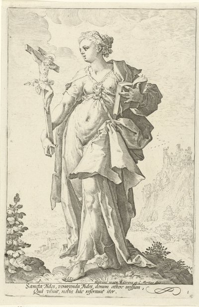 Wiara (Fides) Cnoty (tytuł serii) autorstwa Jacob Matham (attributed to)