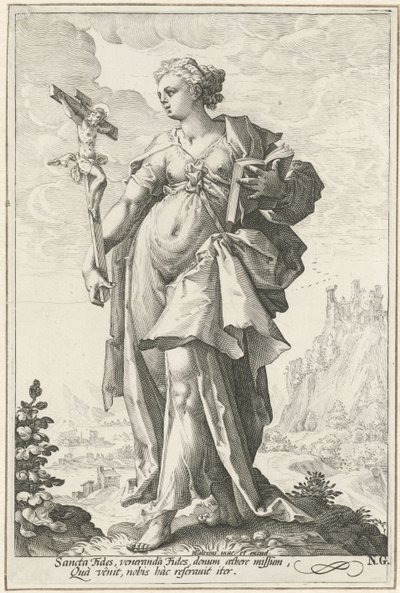 Wiara (Fides) Cnoty (tytuł serii) autorstwa Jacob Matham (attributed to)