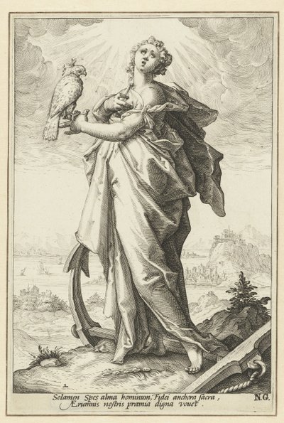 Nadzieja (Spes) Cnoty (tytuł serii) autorstwa Jacob Matham (attributed to)