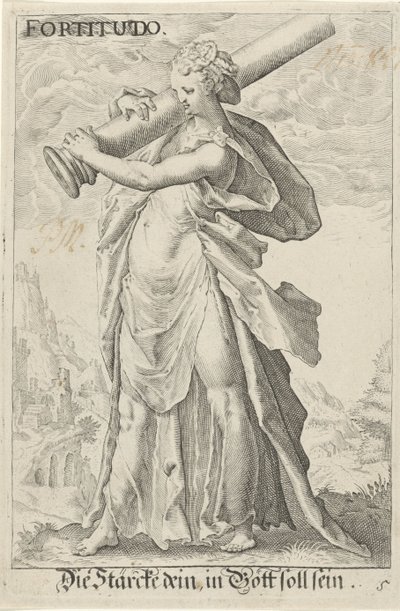 Kracht (Siła) Siła (tytuł na obiekcie) autorstwa Jacob Matham (attributed to)