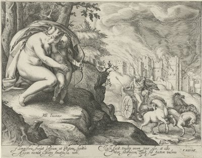 Wenus zachęca Kupidyna do wystrzelenia strzały w Plutona autorstwa Jacob Matham (attributed to)