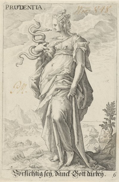 Ostrożność (Prudentia) Prudentia (tytuł na przedmiocie) autorstwa Jacob Matham (attributed to)