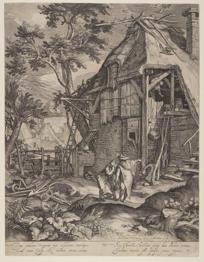 Abraham wypędzający Hagar autorstwa Jacob Matham