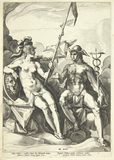 Sojusz Ateny i Merkurego (Hermatena) autorstwa Jacob Matham