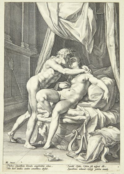 Apollo i Lefkothea autorstwa Jacob Matham