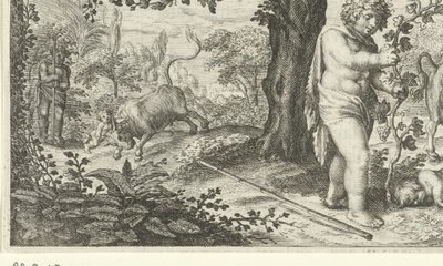 Bachus i Ampelus autorstwa Jacob Matham