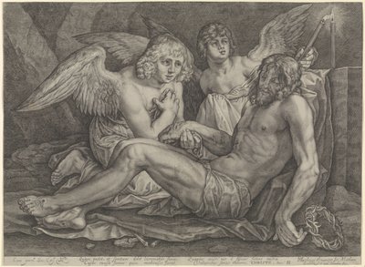 Chrystus w grobie z dwoma aniołami autorstwa Jacob Matham