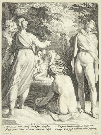 Diana odkrywa ciążę Callisto autorstwa Jacob Matham