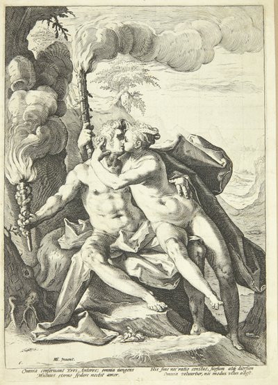 Eros i Anteros autorstwa Jacob Matham